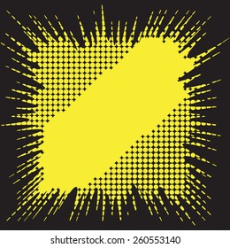 Vector halftone dots. Yellow dots on black background light-box 