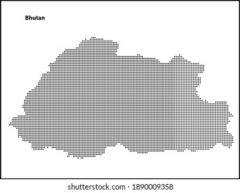 Vector halftone Dotted map of Bhutan country for your design, Travel Illustration concept.