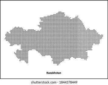 Vector halftone dotted map of Kazakhstan isolated on white background. Travel vector illustration