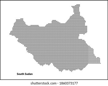 Mapa de Dotted vectorial de Sudán del Sur para su diseño, concepto de Ilustración de Viajes.