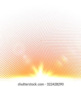 Vector halftone dotted mosaic with sun flares and bokeh