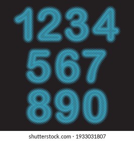 Vector halftone dotted numbers set.