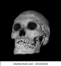 vector halftone dotted raster skull