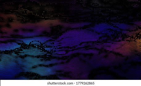 Vector halftone effect illustration. Retro vibrant abstract background