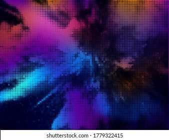 Vector halftone effect illustration. Retro vibrant abstract background