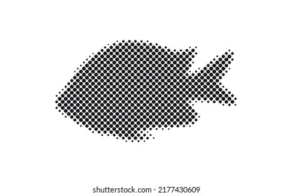 Vector halftone fish icon.Dotted fish shape.