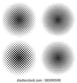 Vector Halftone Geometric Background. Grunge Abstract Half Tone Dotted Texture. Monochrome Graphic For Print, Dtp Or Presentation. Vintage Style Design