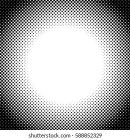 Vector halftone geometric background. Grunge abstract half tone dotted texture. Monochrome graphic for print, dtp or presentation. Vintage style design