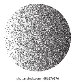 Vector halftone geometric gradient circle background. Grunge abstract half tone dotted texture. Monochrome graphic for print, dtp or presentation. Vintage style design