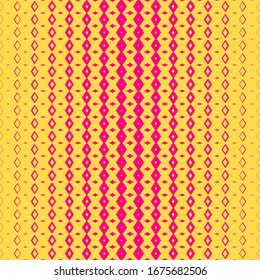 Vector halftone geometric seamless pattern with diamond shapes, fading rhombuses. Modern abstract background with gradient transition effect. Texture in trendy vibrant colors, bright yellow and pink