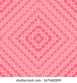 Vector halftone geometric seamless pattern with diamond shapes, fading rhombuses. Abstract background with radial gradient transition effect. Texture in pink color. Repeat design for decor, wrapping