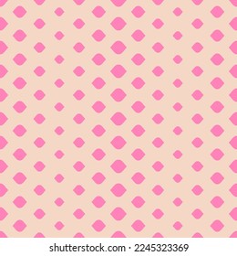 Vector halftone geometric seamless pattern with dots, drops. Abstract retro background with gradient transition effect. Pink and beige color. Funky vintage repeat graphic design for decor, package