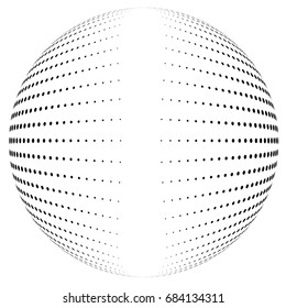 Vector halftone globe desing with clean center for icons, logos or backgrounds.  Object isolated on white background
