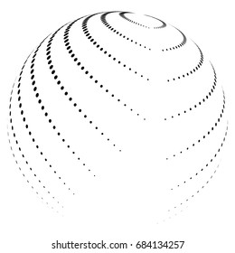 Vector halftone globe desing for icons, logos or backgrounds. Illustration isolated on white background

