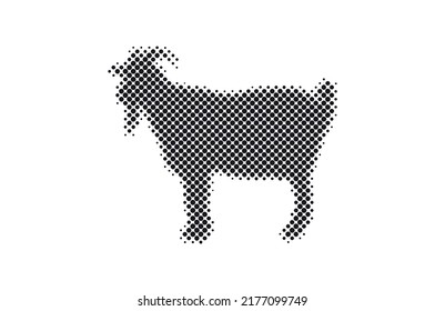 Vector halftone goat icon.Dotted goat shape.