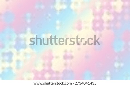 Vector halftone gradient effect. Light pastel colours abstract background. Retro 80's style colors and textures