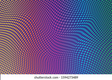 Vector halftone gradient effect. Vibrant abstract background. Yellow, purple and blue