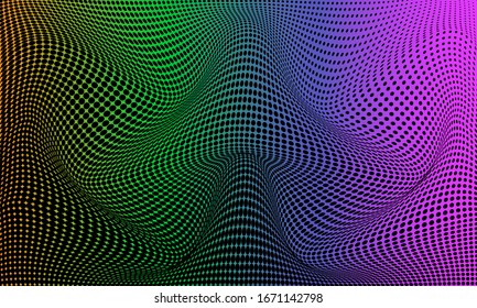 Vector halftone gradient effect. Vibrant colorful abstract psychedelic background.