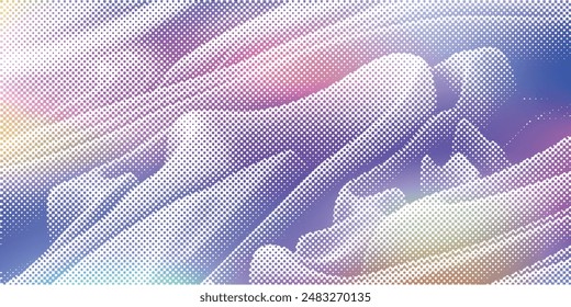 Vector halftone gradient effect. Vibrant abstract background. Retro 80's style colors and textures.