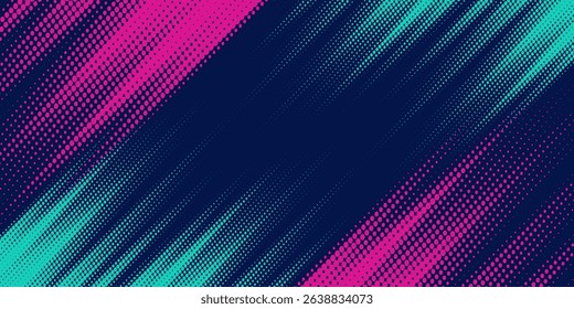 Vector halftone gradient effect. Vibrant abstract background. Retro 80's style colors and textures.