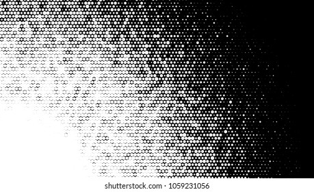 Vector halftone gradient pattern. Dots. Circles. White and black colors. Abstract background.