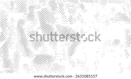 Vector halftone grunge dots abstract background. Distressed dots with vintage grain pattern. Old retro overlay with black spot grunge texture.