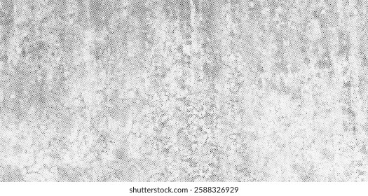 Vector halftone grunge texture with faded noise effect. Black and white dotted background. Distressed overlay design.