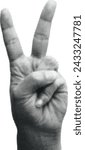 Vector halftone hand gesture in V sign for victory, Halftone illustration of fingers forming the v or victory or peace sign	