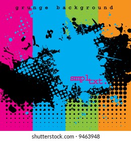 Vector - Halftone ink splat grunge background for text.