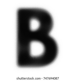 Vector halftone letter. Dots Letter B. Alphabet in newspaper style. Vector illustration.