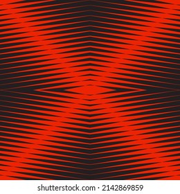 Vektorhalftoner Zeilenhintergrund. Helles, nahtloses Muster mit diagonalen Querlinien, Streifen in x Form. Urban Art Sport Stil Textur. Trendiges Neon-Rot-Schwarz-Endlosdesign mit Farbverlauf-Effekt