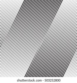 Vector Halftone Line Transition Abstract Wallpaper Pattern. Seamless Black And White Irregular Lines Background.