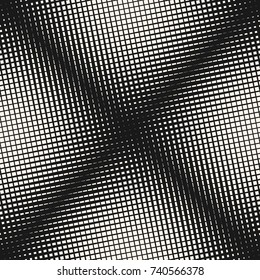 Vector halftone mesh seamless pattern. Abstract graphic crossing lines, texture of square grid, net, lattice. Black and white monochrome background with gradient transition effect. Trendy design
