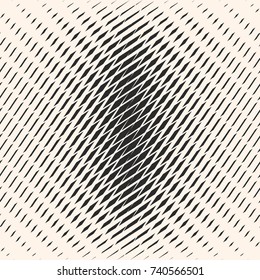 Vector halftone mesh seamless pattern. Abstract graphic texture with rhombuses, dash lines, grid, net, lattice. Monochrome background with gradient transition effect. Trendy repeat design for decor