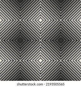 Patrón de semitono vectorial. Resumen de fondo transparente con franjas diagonales de zigzag de medio tono en forma de rhombus. Textura monocroma con líneas de zag en zag onduladas, chevron. Ornamento elegante en blanco y negro