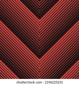 Vector halftone pattern. Abstract seamless background with diagonal half tone zigzag stripes. Texture with wavy zig zag lines, chevron. Bright red and black color. Extreme sport style. Repeat design 