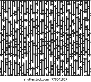 Vector Halftone Pattern. Black And White Abstract Background With Vertical Rounded Lines. 