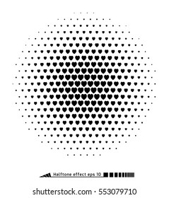Vector. Halftone pattern effect. No gradient. Heart