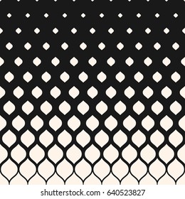 Vector halftone pattern, monochrome geometric texture, visual transition effect, vertical falling rounded shapes. Modern stylish abstract background. Design element for prints, decor, digital, covers