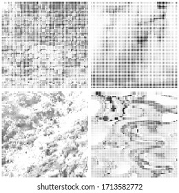 Vector Halftone Pattern. Set of Dots. Dotted Texture on White Background. Overlay Grunge Template. Distress Linear Design. Fade Monochrome Points. Pop Art Backdrop.
