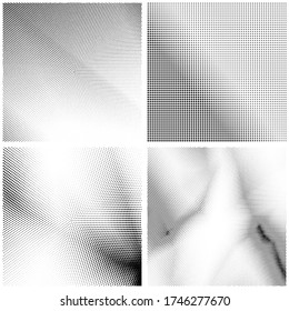 Vector Halftone Pattern. Set of Dots. Dotted Texture on White Background. Overlay Grunge Template. Distress Linear Design. Fade Monochrome Points. Pop Art Backdrop.