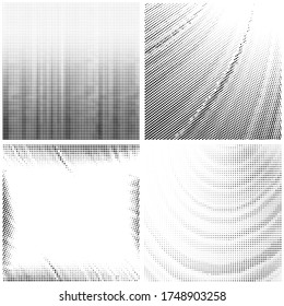 Vector Halftone Pattern. Set of Dots. Dotted Texture on White Background. Overlay Grunge Template. Distress Linear Design. Fade Monochrome Points. Pop Art Backdrop.