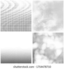 Vector Halftone Pattern. Set of Dots. Dotted Texture on White Background. Overlay Grunge Template. Distress Linear Design. Fade Monochrome Points. Pop Art Backdrop.
