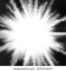 Patrón de semitono vectorial. Conjunto de puntos. Textura despuntada sobre fondo blanco. Plantilla de superposición de Grunge. Diseño lineal de angustia. Puntos monocromos falsos. Fondo de Pop Art.