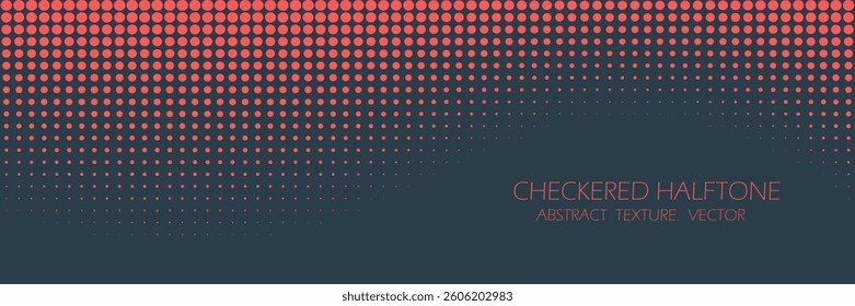 Vector Halftone Pattern Smooth Curved Border Red Blue Abstract Background. Dots Rounded Squares Blurry Pattern Pop Art Design Texture.