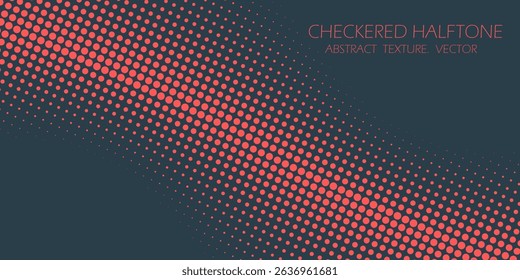 Vector Halftone Pattern Smooth Curved Border Red Blue Abstract Background. Dots Rounded Squares Blurry Pattern Pop Art Design Texture.