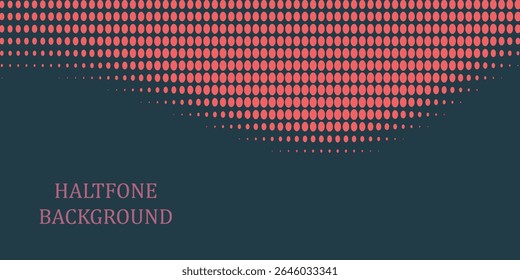 Vector Halftone Pattern Smooth Curved Border Red Blue Abstract Background. Dots Rounded Squares Blurry Pattern Pop Art Design Texture.