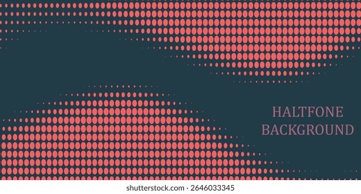 Vector Halftone Pattern Smooth Curved Border Red Blue Abstract Background. Dots Rounded Squares Blurry Pattern Pop Art Design Texture.