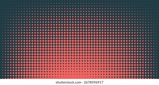 Vector Halftone Pattern Smooth Curved Border Red Blue Abstract Background. Dots Rounded Squares Blurry Pattern Pop Art Design Texture.