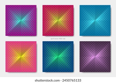 Vector halftone pattern square web banner template